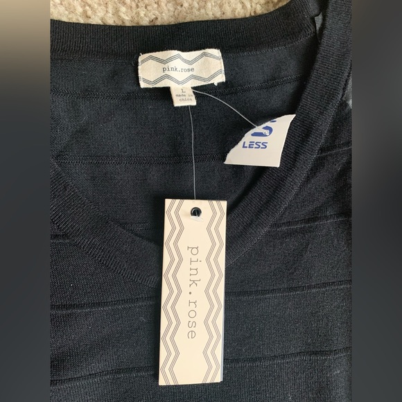 Pink Rose Sweater Black Dress - Picture 3 of 3